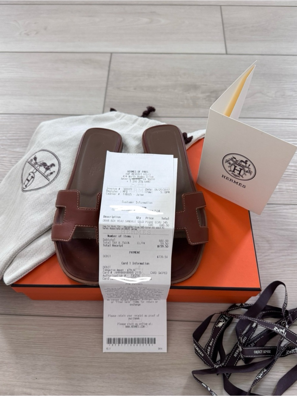 Hermes Oran Leather Sandals Gold sz 34.5 - Picture 2 of 8
